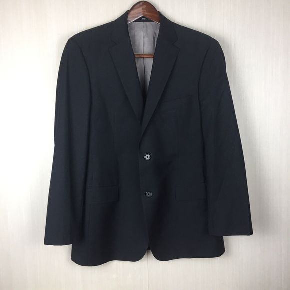 HUGO BOSS Men's Black Sport Coat Blazer 100% Wool Size 40 Reg - Picture 1 of 11